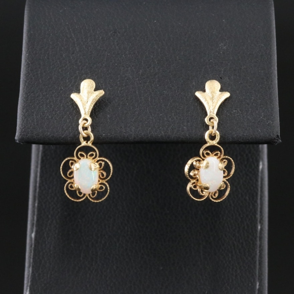 Gold and White Vintage-Inspired Drop Earrings